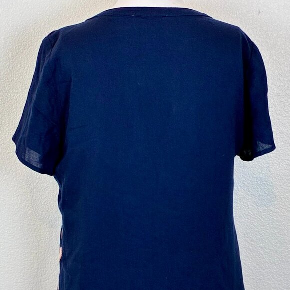 Anthropologie Skies Are Blue Mini Dress XS Embroidered Floral Navy Tassel Boho - Picture 7 of 15